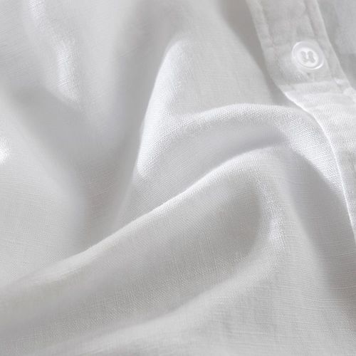 亚麻衬衫男宽松长袖白色棉麻日系复古简约方领休闲青年衬衣打底衫