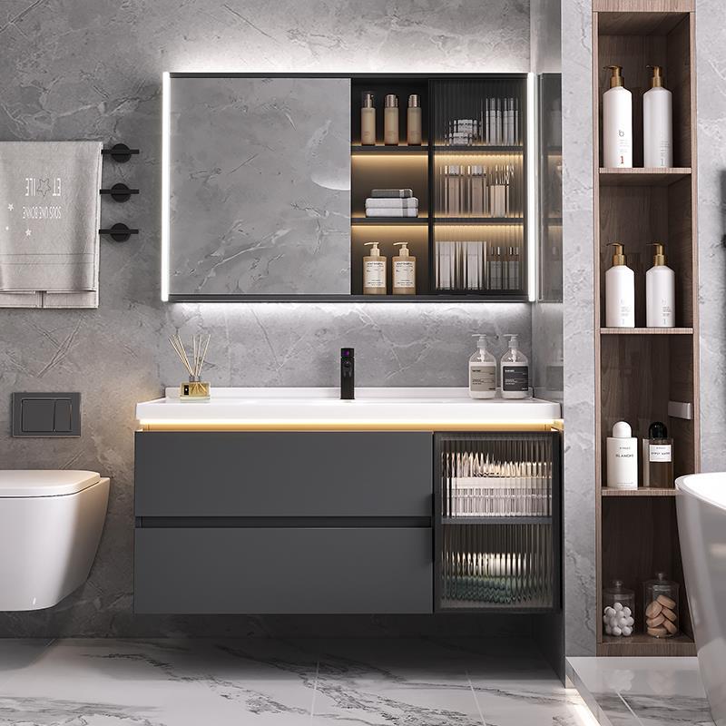 Estilo crema nuevo gabinete de baño lavabo de cerámica integrado lavabo gabinete combinación lavabo gabinete