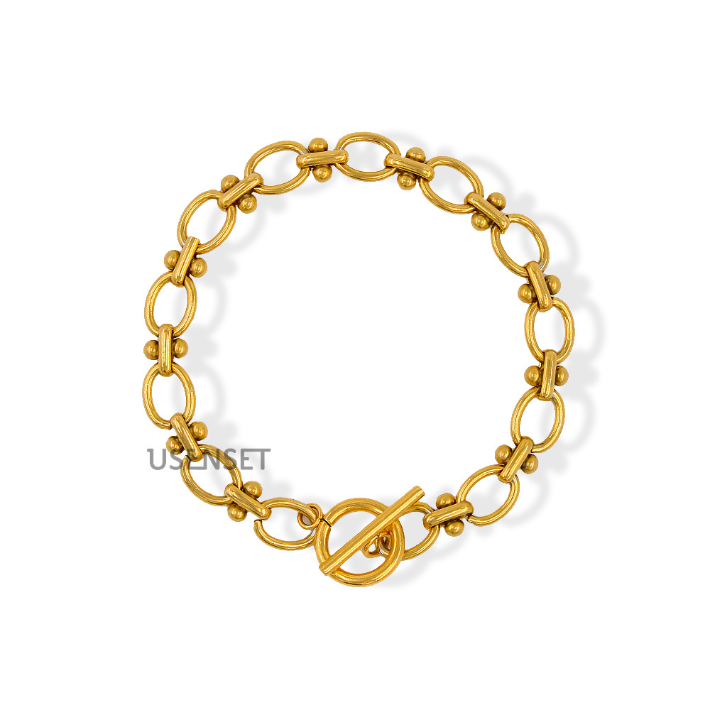 Simple Style Solid Color Stainless Steel Plating Bracelets Necklace 1 Piece