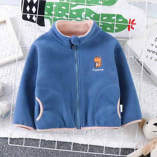 Winter warm lined coat for baby boys, new children's clothing, stylish, for little boys, autumn and winter fleece open jacket