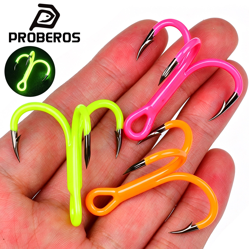 Lure treble hook with blood groove, reinforced feathered hook, lure bait hook, colorful anchor fish hook, three-pronged luminous spear hook