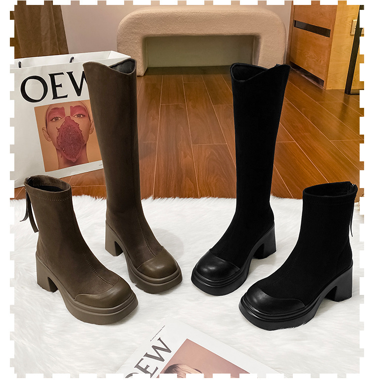 Long Boots For Women High Heel Thick Sole Winter Slimming Boot_voghion.com