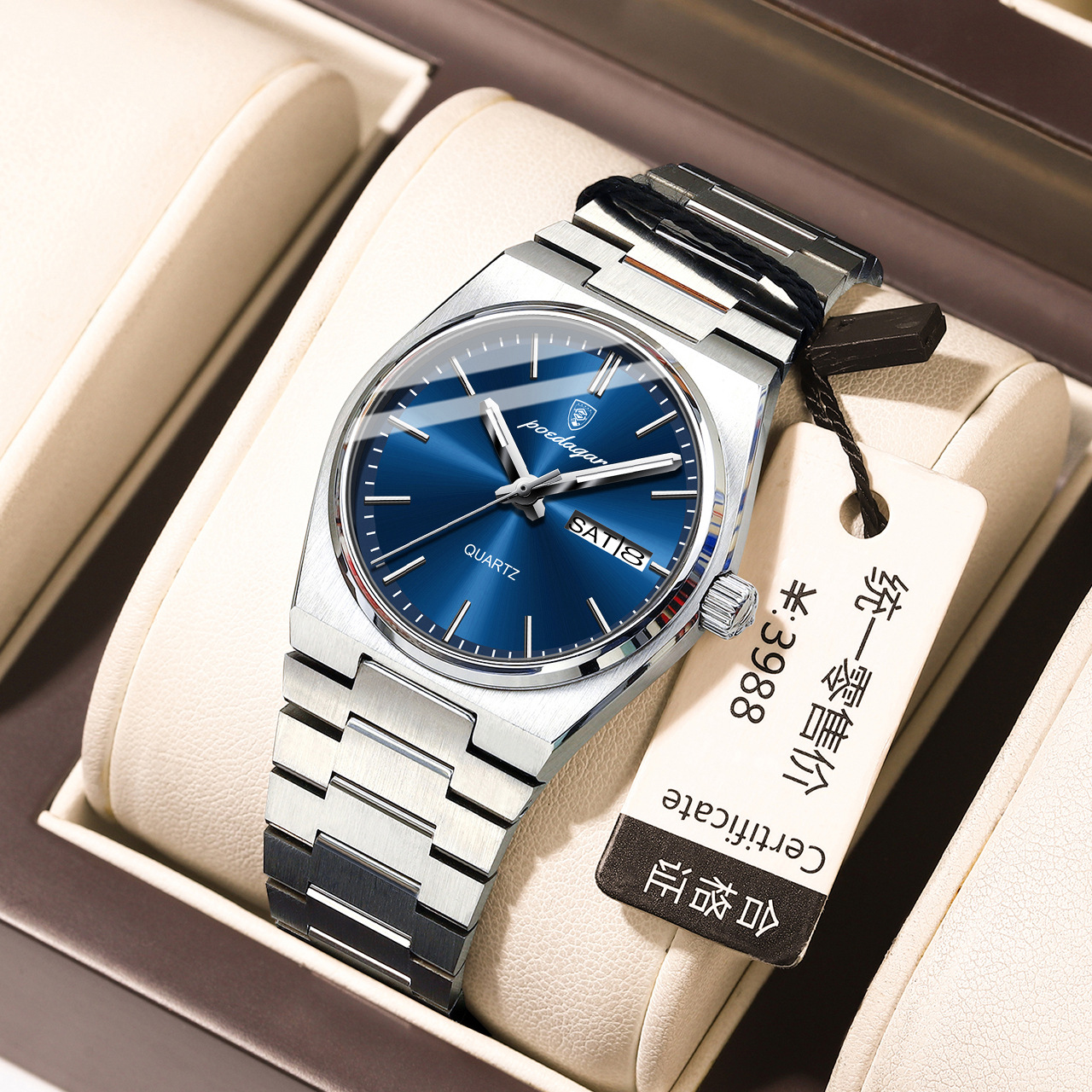 Reloj de lujo para mujer de la marca suiza, reloj de cuarzo de doble calendario de moda impermeable, transmisión en vivo, estilo explosivo de comercio exterior, entrega de una pieza