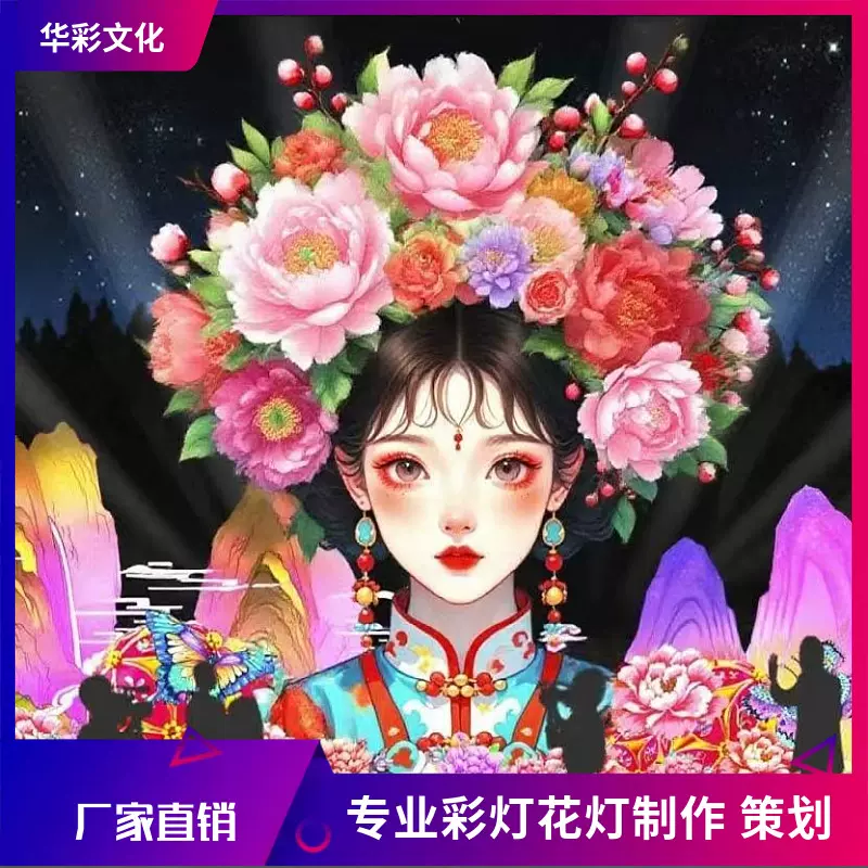 女神花灯大型网红打卡美女人像造型山海经系列彩灯定制龙灯财神灯