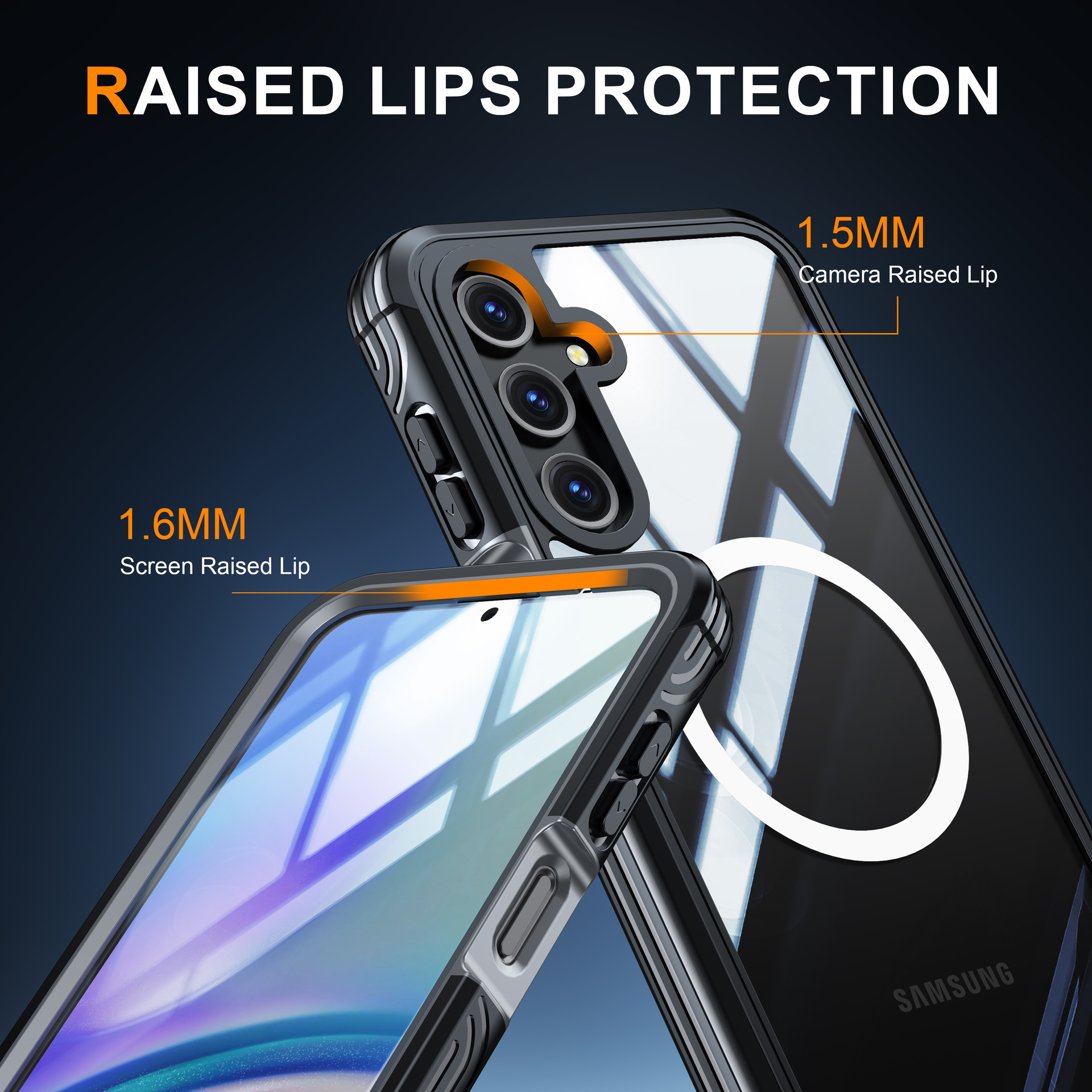 Adecuado para Samsung A17, funda de cristal con película integrada, protección completa de 360 grados, a prueba de golpes, carga magnética,_voghion.com