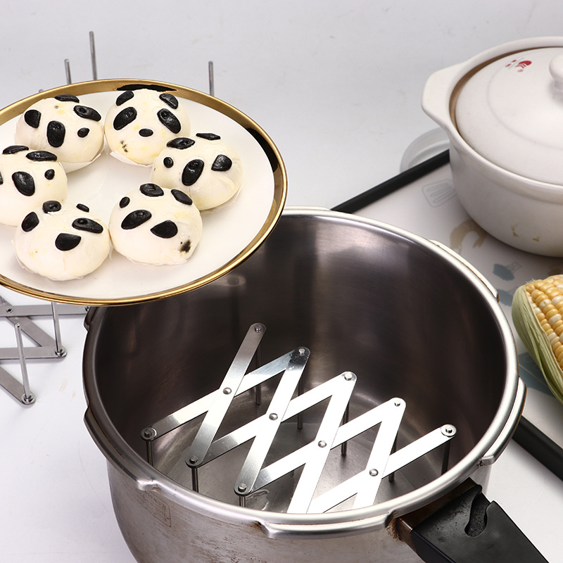 Multi-funcional de acero inoxidable retráctil al vapor rack drenaje olla cubierta rack placa rack plegable hogar cocina almacenamiento rack fila esqueleto