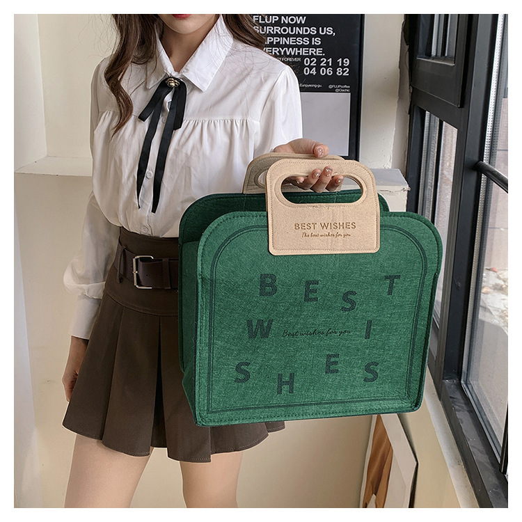 2024新款毛毡礼品包公司节日礼品盒包装端午粽子手提礼袋 托特包