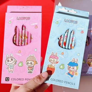 Cartoon pencil 12 boxed cute pull cloth 12 color pencil student wooden pencil painting color pencil