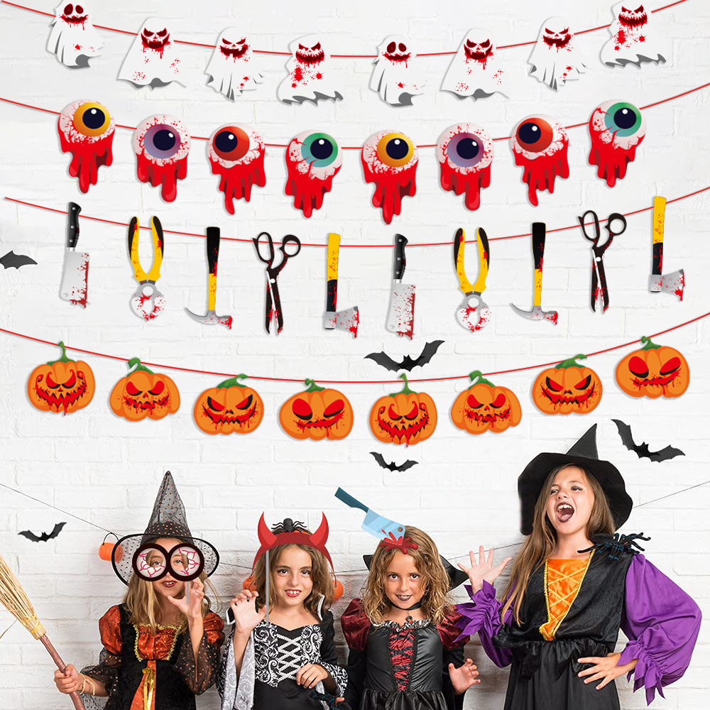 Nuevos banners de calabaza y fantasma de Halloween 2026, guirnaldas y decoraciones para ambiente de bar y KTV image 1
