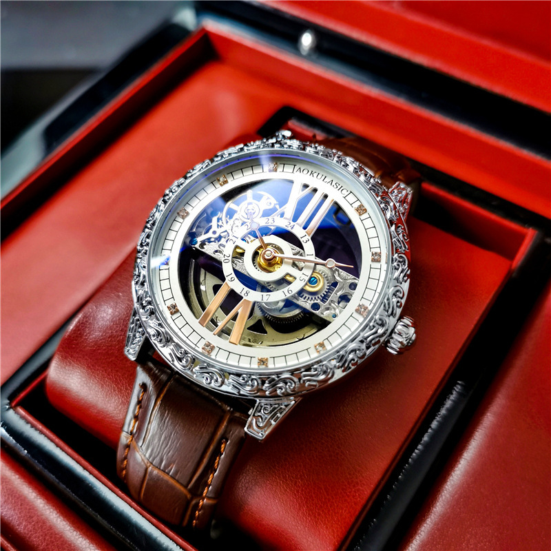 Ogulas AOKULASIC reloj mecánico automático para hombre reloj de doble cara hueco tallado impreso 2120 Star Yao