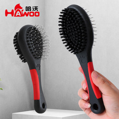 Black plastic handle red glue two-sided comb, Hawo stainless steel needle comb for grooming pets wholesale 