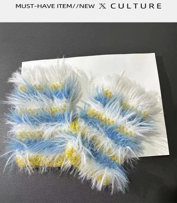 批发边伯贤同款帽子毛绒兔耳针织帽女秋冬护耳毛线帽可爱系带冷帽|undefined