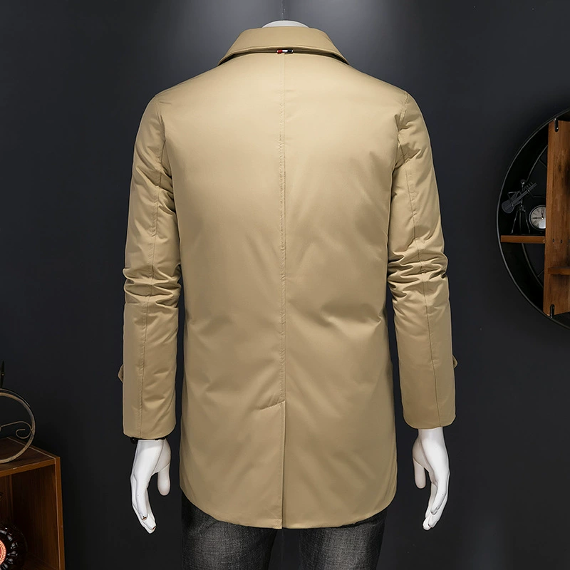 Зимняя длинная утепленная куртка-пуховик, костюм, европейский стиль, slim fit, середина длины