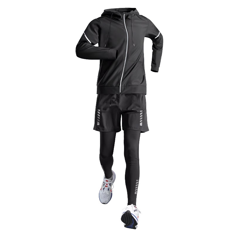 Trajes deportivos para hombres correr ropa de gimnasio primavera ropa de secado rápido equipo apretado entrenamiento de carrera de la mañana primavera y otoño ropa de baloncesto