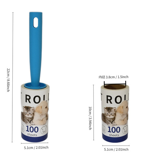 Cross-border best-selling pet hair sticky device 100 tear-off roller sticky paper tear-off replacement sticky paper clothing cleaning