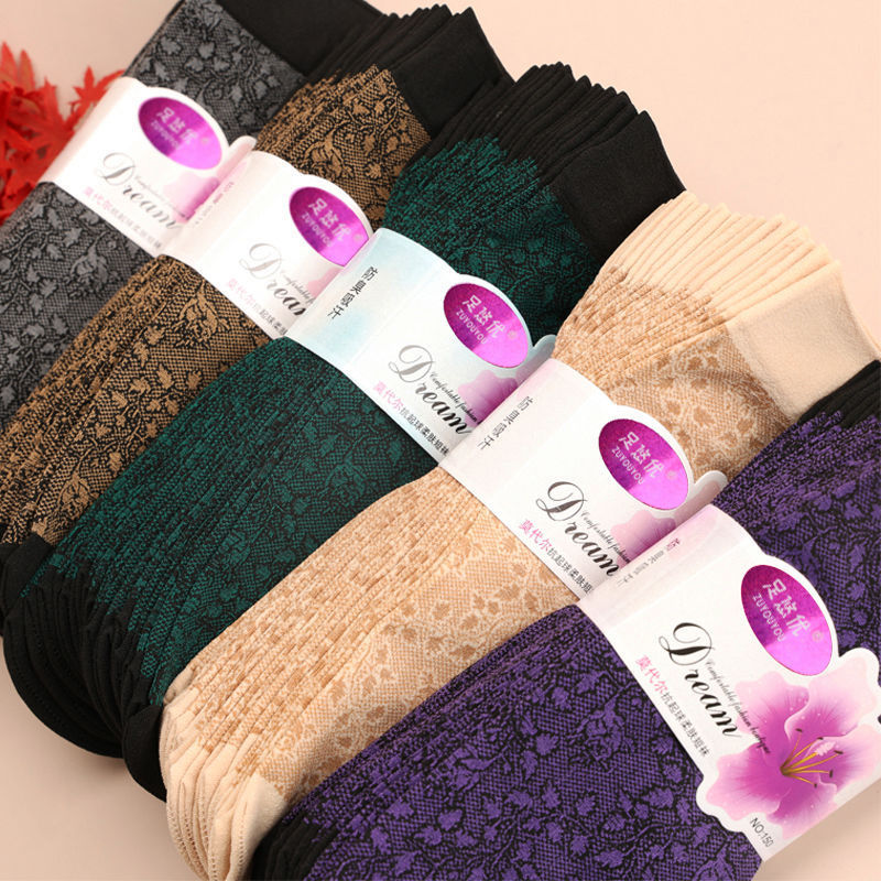 Summer Thick Silk Stockings Middle-aged and Elderly People's Silk Socks Mid-tube Women's Mother and Grandma High-grade Printed Weaving Flower Women's Socks Summer Thick Silk Stockings Middle-aged and Elderly People's Silk Socks Mid-tube Women's Mother and Grandma High-grade Printed Weaving Flower Women's Socks