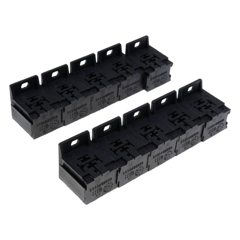 Кронштейн для реле 30А-80А, 5-контактный разъем с 50 клеммами, шаг 6,3 мм, комплект из 10 штук.