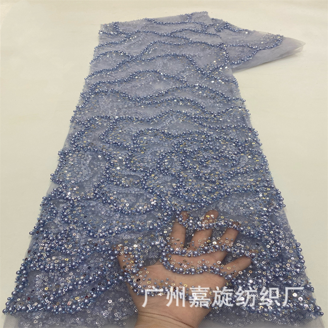 Trendy Lace Full Size Rose Bead Sequined Lace Desfile Stage High Definition Skirt Mesh Tejido DIY image 3