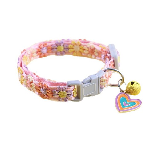 Cat collar Colorful lace flower pet collar pendant bell high-end cat collar light neck collar