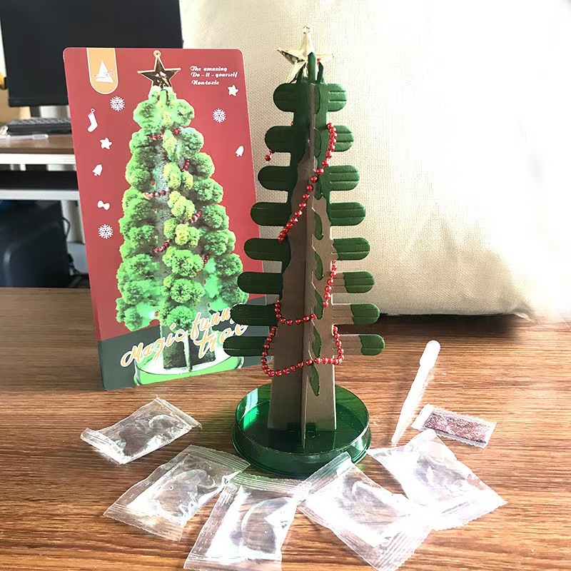 árbol de Navidad mágico árbol de papel floreciente crecimiento mágico árbol de cristal para niños DIY juguetes experimentales científicos