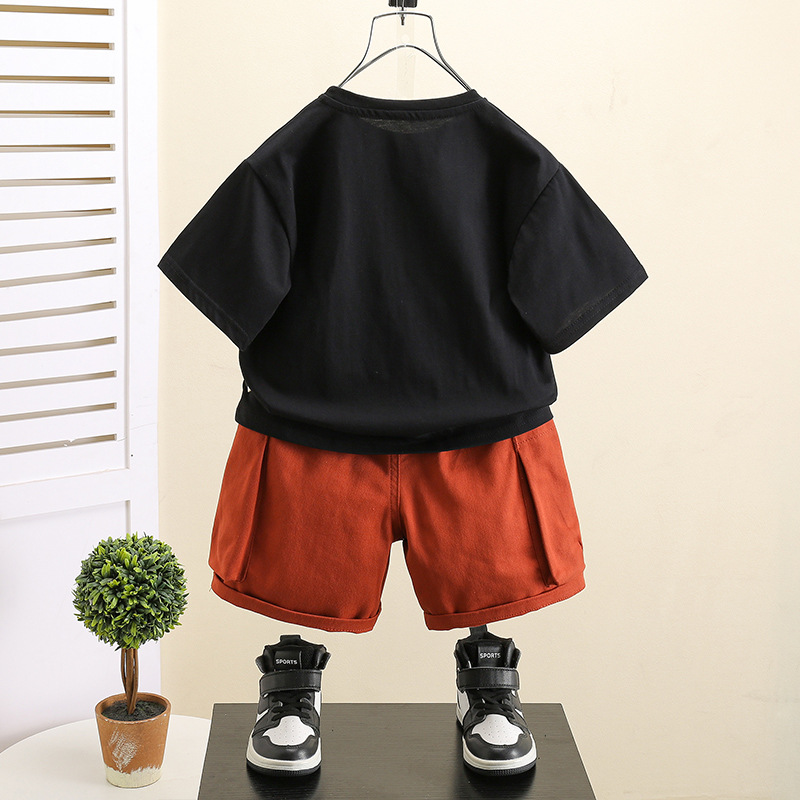 7415 traje coreano de verano, mono guapo para niños, camiseta de manga corta para bebés de dos piezas 2025 nuevo 6