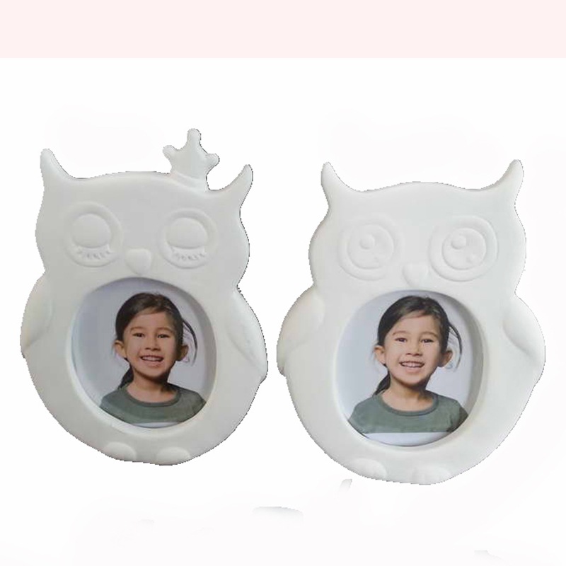 Artesanías decoración simple erizo en blanco marco de fotos gatito de cerámica auto-pintado juguete infantil exquisito marco de fotos de mascotas de Europa y América