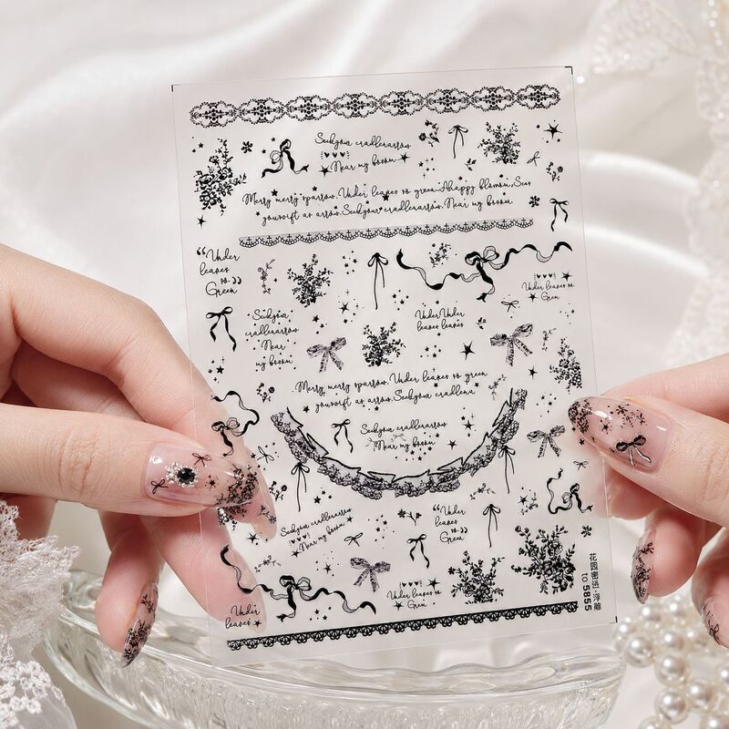 Embossed Nail Stickers, Popular on Instagram, Ballet-Style Nail Stickers, Garden Lace Nail Decorations Embossed Nail Stickers, Popular on Instagram, Ballet-Style Nail Stickers, Garden Lace Nail Decorations