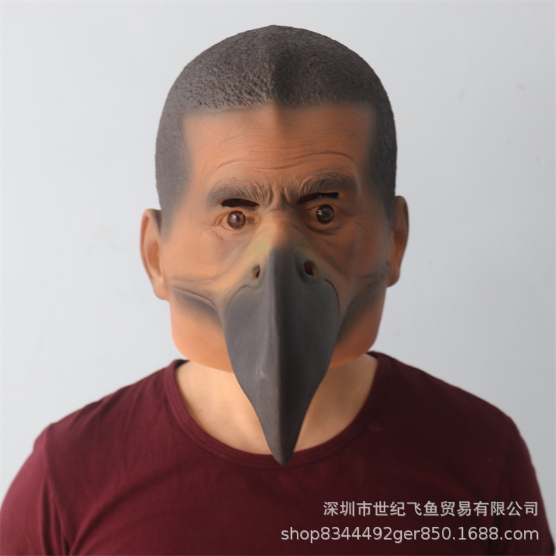 Celebrity Cock cabeza cubierta negro pájaro boca máscara TikTok estudio en vivo divertido talla de arena accesorios máscara facial de Halloween