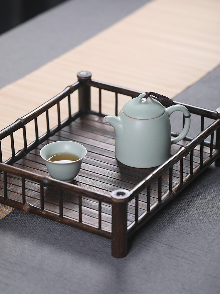 444Z批發 汝窯快客杯茶具4人旅行便攜裝汝瓷開片陶瓷功夫茶壺套裝