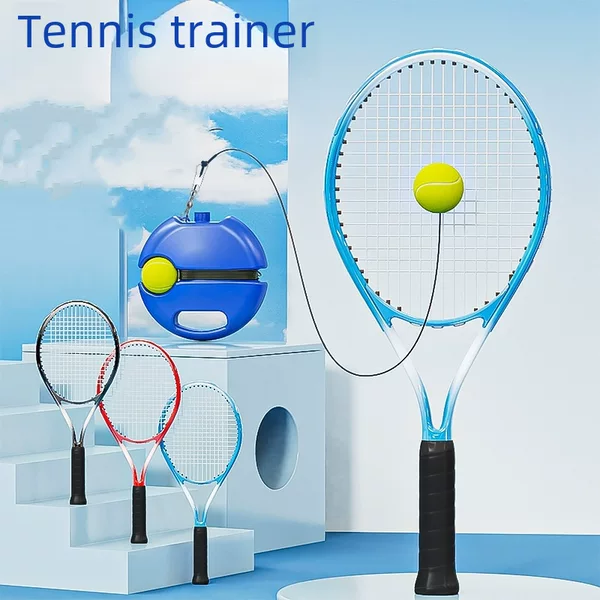 Tennis Trainer Outdoor with Line Rebound Tennis Racquet Set Beginner Tennis Racquet Single Double Training Set
