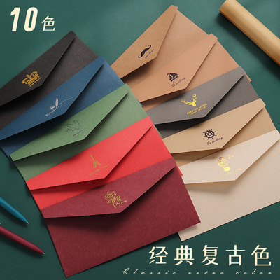 high-grade business affairs invitation Western envelope thickening cowhide Letter paper originality Gilding cover A package 10 Zhang ten colors