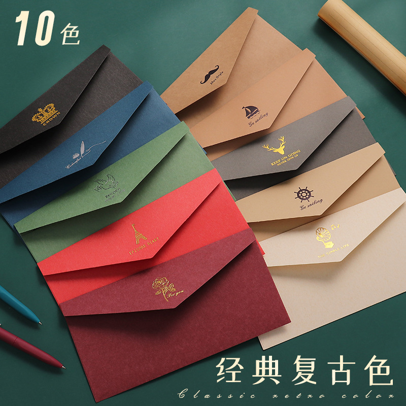 high-grade business affairs invitation Western envelope thickening cowhide Letter paper originality Gilding cover A package 10 Zhang ten colors
