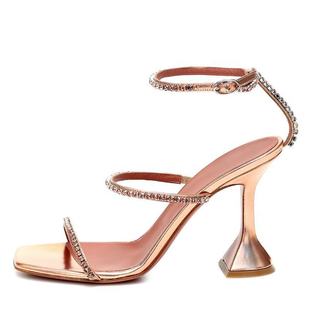 2024 Summer Rhinestone Ladies Sandals Large Size Ladies Wine Glass Heel High Heel Sandals