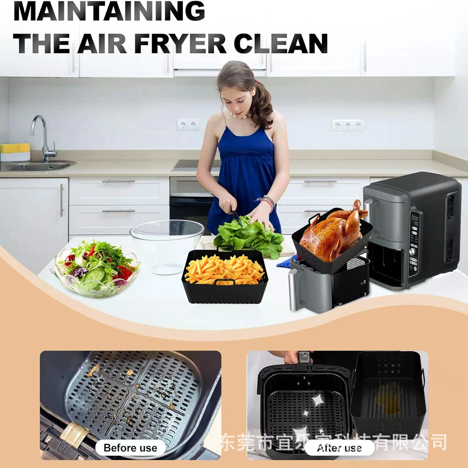 Новый прямоугольный открытый воздух выход противень ninjia SL400UK/SL401 воздушной жарке горшок двойное отверстие противень для запекания