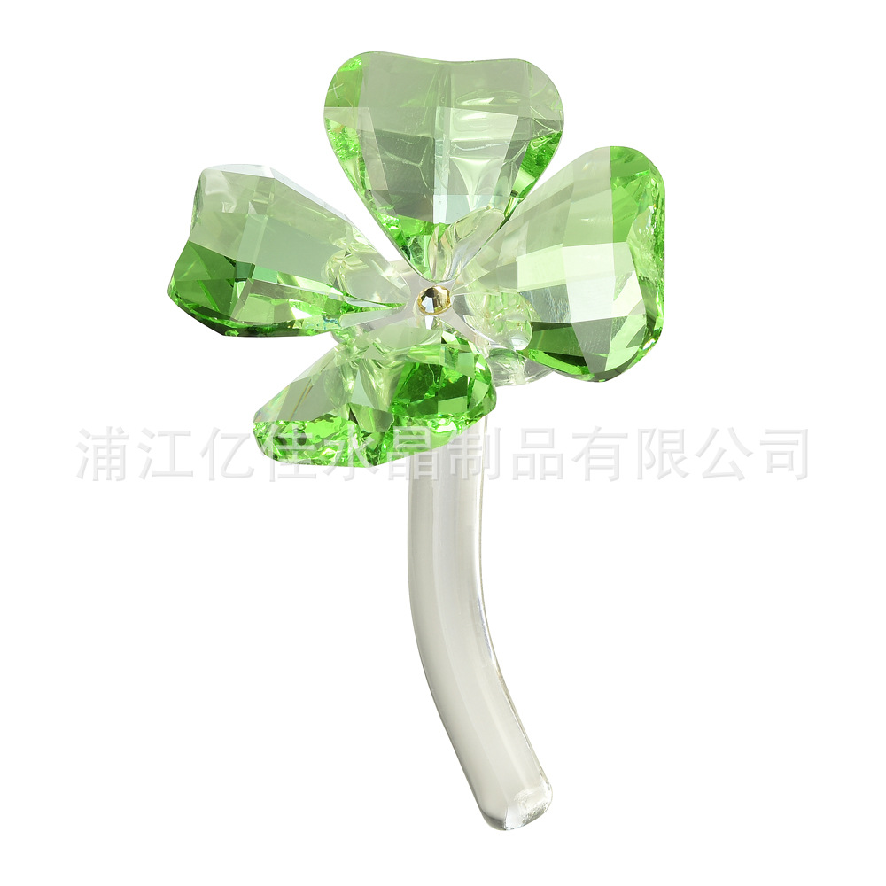 Real K9 Lucky Grass simple escritorio decoración de cristal dormitorio escritorio fresco decoración de artesanía de cristal de cuatro hojas