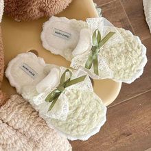 现货韩版蝴蝶结时尚棉拖鞋男女情侣居家室内保暖冬季月子鞋棉拖鞋