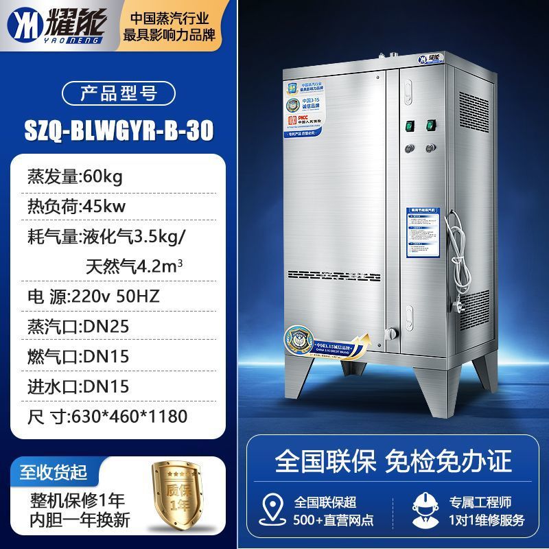 Generador de vapor de gas natural automático de gas comercial máquina de vapor de ahorro de energía pan de bolón de hierro calderas de vapor pan al vapor