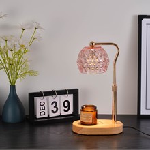 跨境融蜡灯可升降可调光定时香薰融烛灯原木台灯无火精油灯香薰炉