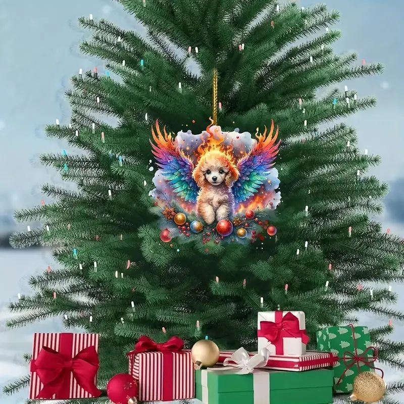Navidad acrílico perro de llama navideño colgante plano transfronterizo nuevo colgante de decoración de espejo retrovisor