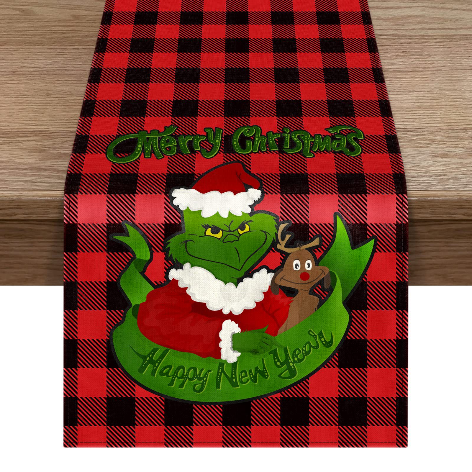 Navidad friki mantel Mesa bandera Grinch Festival de lino mantel montaña restaurante Nochebuena decoración lavable
