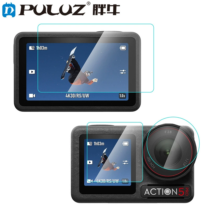 Puluz жирная корова подходит для DJI Osmo Action 5 Pro объектив+передний и задний дисплей алмаз взрывостойкая мембрана