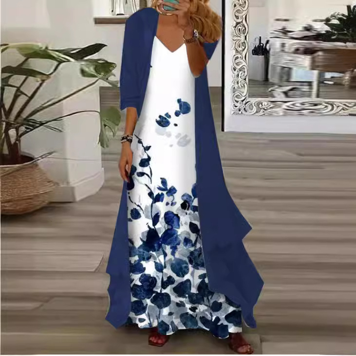 Women's Two-Piece Inner Dress Set Floral Print Dress_ecoleips.com