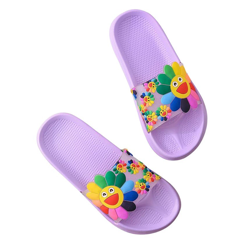 Тапочки с подсолнухом, женская летняя ванная комната, Нескользящие сандалии для родителей и детей в помещении, летние сандалии из ЭВА, мягкая подошва