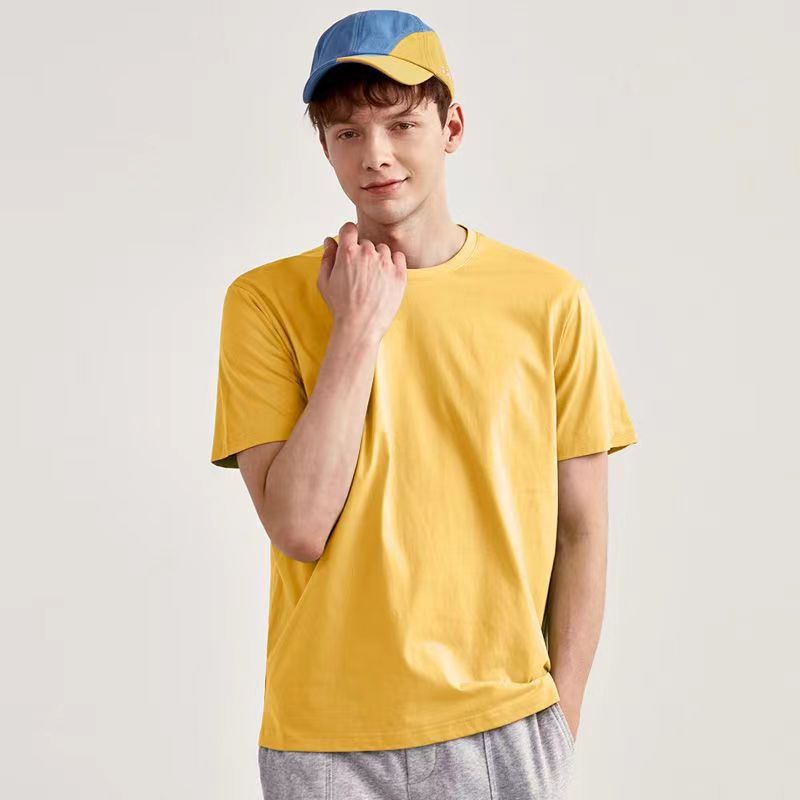 12 colores para hombres de color sólido! Verano nuevo estilo de explosión hombre sólido seda de leche versión delgada camiseta de manga corta