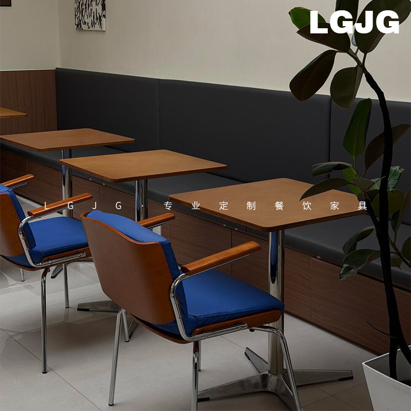 Korean Mid-Century Style Restaurant Theme Restaurant Ocean Board Tables and Chairs Bauhaus Style Cafe Milk Tea Shop Tables and Chairs