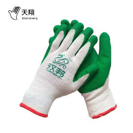 绿挂胶手套浸胶手套耐磨白纱胶绵线手套汉邦绿胶劳保手套