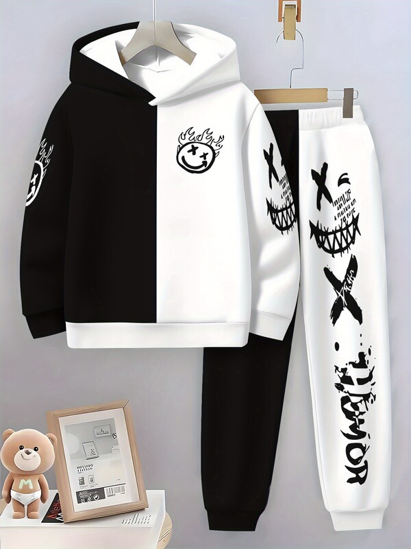 [Cenhan Selection] Boys' Hoodie & Trousers Set, Casual and Fashionable, Suitable for Outdoor