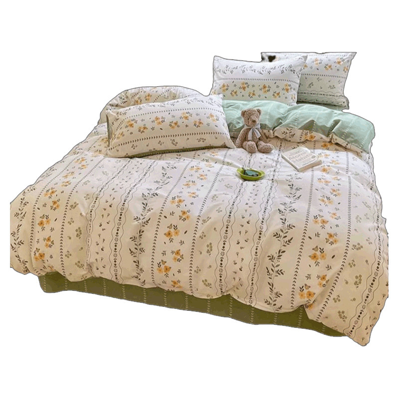 Cama de algodón de cuatro piezas Four Seasons 100 Cotton 2025 nueva ropa de cama sábana edredón dormitorio juego de tres piezas sábana 4