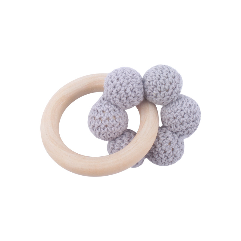 Nuevo bebé suministros Hemu teether pulsera bebé cuentas de lana flor juguete dientes molienda palo AliExpress