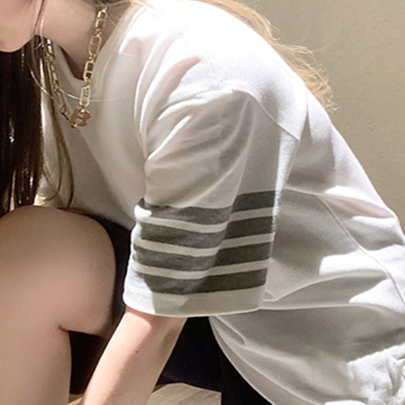 Hong Kong-style Simple Waffle Solid Color Short-sleeved T-shirt Women's Shoulder Round Neck Loose Top with Base Clothes for Men